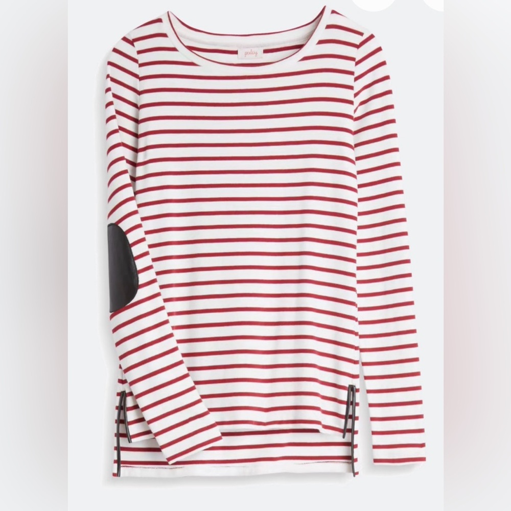 Women’s Striped Long Sleeve Top with Elbow Patches